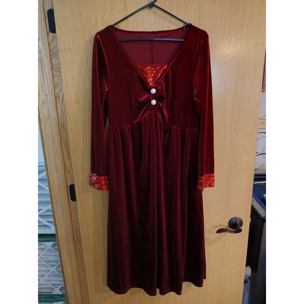 Noracora Red Velvet Sequin Christmas Dress Medium Holiday Party Cocktail NEW